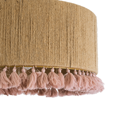 GLOBOSTAR® PUERTORICO 02096 Boho Κρεμαστό Φωτιστικό Οροφής με Ντουί 1 x E27 AC 220-240V IP20 - Μπεζ & Ροζ - Μ50 x Π50 x Υ27cm