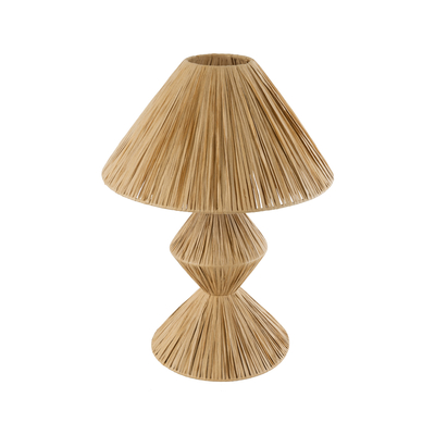 GloboStar® LUANA 02107 Boho Επιτραπέζιο Φωτιστικό Πορτατίφ Μονόφωτο 1 x E27 IP20 Μπεζ Raffia - Μ40 x Π40 x Υ50cm