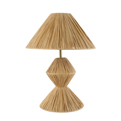 GloboStar® LUANA 02107 Boho Επιτραπέζιο Φωτιστικό Πορτατίφ Μονόφωτο 1 x E27 IP20 Μπεζ Raffia - Μ40 x Π40 x Υ50cm