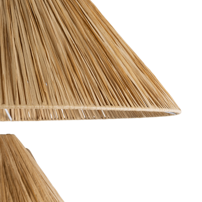 GloboStar® LUANA 02108 Boho Επιδαπέδιο Φωτιστικό Μονόφωτο 1 x E27 IP20 Μπεζ Raffia - Μ60 x Π60 x Υ150cm