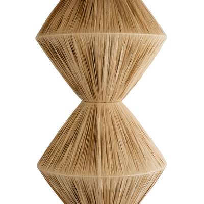 GloboStar® LUANA 02108 Boho Επιδαπέδιο Φωτιστικό Μονόφωτο 1 x E27 IP20 Μπεζ Raffia - Μ60 x Π60 x Υ150cm