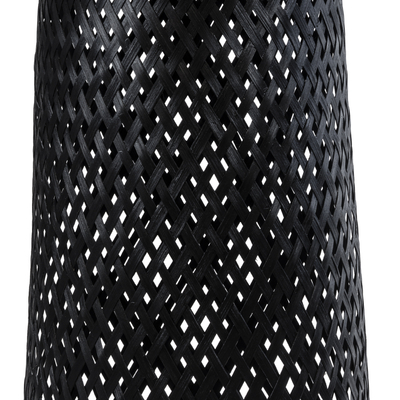 GloboStar® MAMIZU 02110 Boho Επιδαπέδιο Φωτιστικό Μονόφωτο 1 x E27 IP20 Μαύρο Ξύλο - Μ28 x Π28 x Υ93cm