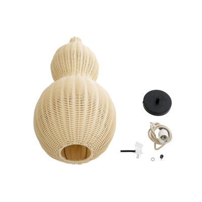 GLOBOSTAR® KINGSTOWN 02168 Boho Κρεμαστό Φωτιστικό Οροφής με Ντουί 1 x E27 AC 220-240V IP20 - Μπεζ - Μ30 x Π30 x Υ60cm