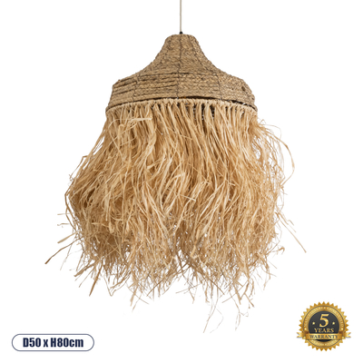GLOBOSTAR® PORTOFERRAIO 02185 Boho Κρεμαστό Φωτιστικό Οροφής με Ντουί 1 x E27 AC 220-240V IP20 - Μπεζ - Μ50 x Π50 x Υ80cm