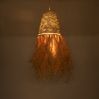 GLOBOSTAR® LETA 02189 Boho Κρεμαστό Φωτιστικό Οροφής με Ντουί 1 x E27 AC 220-240V IP20 - Μπεζ - Μ34 x Π34 x Υ70cm