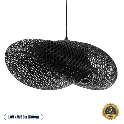 GLOBOSTAR® MEXICO 02202 Boho Κρεμαστό Φωτιστικό Οροφής με Ντουί 1 x E27 AC 220-240V IP20 - Μαύρο - Μ85 x Π50 x Υ30cm