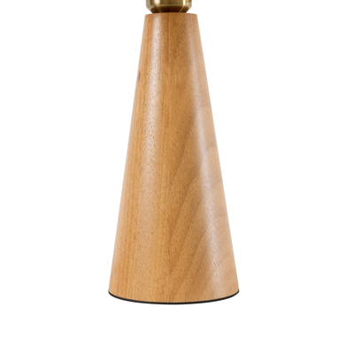 GloboStar® KAUAI 02229 Boho Επιτραπέζιο Φωτιστικό Πορτατίφ Μονόφωτο 1 x E27 IP20 Μπεζ Ξύλο με Μπεζ Ύφασμα - Μ38 x Π30 x Υ48cm