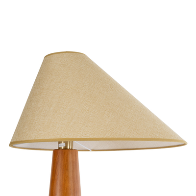 GloboStar® KAUAI 02230 Boho Επιδαπέδιο Φωτιστικό Μονόφωτο 1 x E27 IP20 Καφέ Ξύλο με Μπεζ Ύφασμα - Μ55 x Π42 x Υ145cm