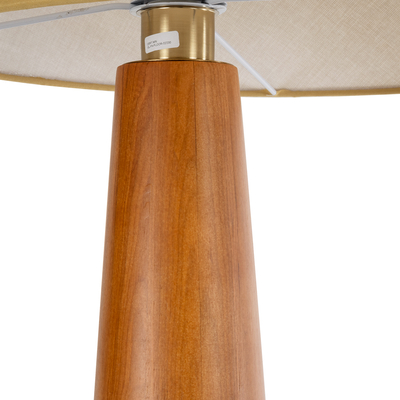 GloboStar® KAUAI 02230 Boho Επιδαπέδιο Φωτιστικό Μονόφωτο 1 x E27 IP20 Καφέ Ξύλο με Μπεζ Ύφασμα - Μ55 x Π42 x Υ145cm