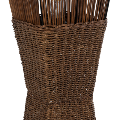 GloboStar® PALMA 02275 Boho Επιδαπέδιο Φωτιστικό Δίφωτο 2 x E27 IP20 Καφέ Ξύλο - Μ30 x Π30 x Υ130cm