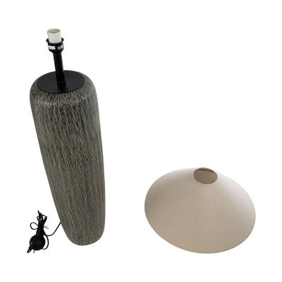 GloboStar® OLIANA 02315 Boho Επιδαπέδιο Φωτιστικό Μονόφωτο 1 x E27 IP20 Γκρι Κεραμικό με Μπεζ Ύφασμα - Μ55 x Π55 x Υ110cm