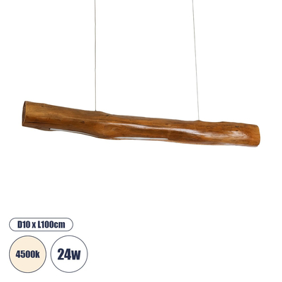 GLOBOSTAR® KATRINA 02320 Μοντέρνο Κρεμαστό Φωτιστικό Οροφής LED 24W 1920lm 120° AC 220-240V IP20 Φυσικό Λευκό 4500K - Lumileds SMD Chip - Καφέ - Μ10 x Π10 x Υ100cm - 2 Χρόνια Εγγύηση