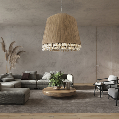 GLOBOSTAR® PUERTORICO 02093 Boho Κρεμαστό Φωτιστικό Οροφής με Ντουί 3 x E27 AC 220-240V IP20 - Μπεζ - Μ80 x Π80 x Υ80cm