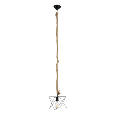 GLOBOSTAR® KAZEMI 02018 Μοντέρνο Κρεμαστό Φωτιστικό Οροφής με Ντουί 1 x E27 AC 220-240V IP20 - Μαύρο & Μπεζ - Μ18 x Π18 x Υ17cm