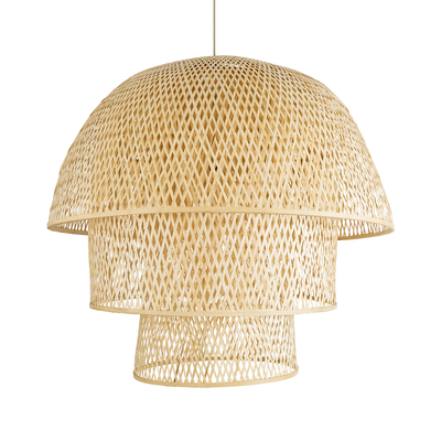 GLOBOSTAR® HIROKA 02046 Boho Κρεμαστό Φωτιστικό Οροφής με Ντουί 1 x E27 AC 220-240V IP20 - Μπεζ - Μ100 x Π100 x Υ110cm