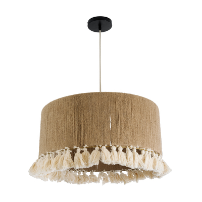 GLOBOSTAR® PUERTORICO 02094 Boho Κρεμαστό Φωτιστικό Οροφής με Ντουί 1 x E27 AC 220-240V IP20 - Μπεζ & Λευκό - Μ50 x Π50 x Υ27cm