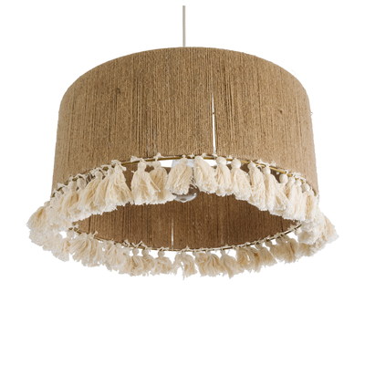 GLOBOSTAR® PUERTORICO 02094 Boho Κρεμαστό Φωτιστικό Οροφής με Ντουί 1 x E27 AC 220-240V IP20 - Μπεζ & Λευκό - Μ50 x Π50 x Υ27cm