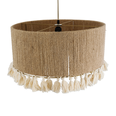 GLOBOSTAR® PUERTORICO 02094 Boho Κρεμαστό Φωτιστικό Οροφής με Ντουί 1 x E27 AC 220-240V IP20 - Μπεζ & Λευκό - Μ50 x Π50 x Υ27cm