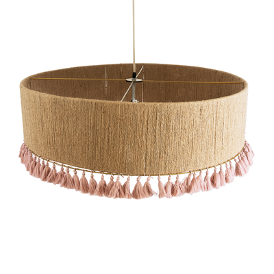 GLOBOSTAR® PUERTORICO 02097 Boho Κρεμαστό Φωτιστικό Οροφής με Ντουί 3 x E27 AC 220-240V IP20 - Μπεζ & Ροζ - Μ80 x Π80 x Υ27cm