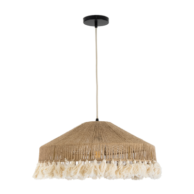 GLOBOSTAR® PUERTORICO 02098 Boho Κρεμαστό Φωτιστικό Οροφής με Ντουί 1 x E27 AC 220-240V IP20 - Μπεζ & Λευκό - Μ50 x Π50 x Υ25cm