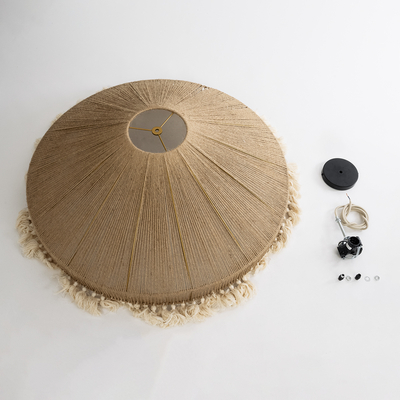 GLOBOSTAR® PUERTORICO 02099 Boho Κρεμαστό Φωτιστικό Οροφής με Ντουί 3 x E27 AC 220-240V IP20 - Μπεζ & Λευκό - Μ80 x Π80 x Υ35cm