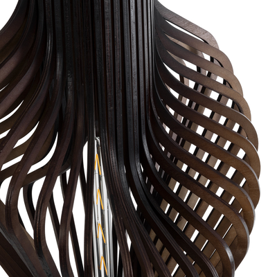 GloboStar® MIHIRO 02151 Boho Επιδαπέδιο Φωτιστικό Μονόφωτο 1 x E27 IP20 Καφέ Ξύλο με Μαύρο Μέταλλο - Μ48 x Π48 x Υ120cm