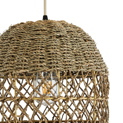 GLOBOSTAR® SAINTLUCIA 02160 Boho Κρεμαστό Φωτιστικό Οροφής με Ντουί 1 x E27 AC 220-240V IP20 - Μπεζ & Καφέ - Μ30 x Π30 x Υ90cm