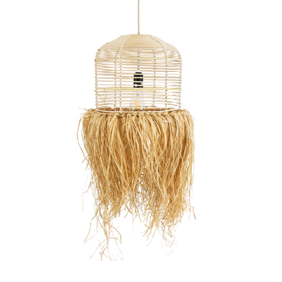 GLOBOSTAR® BASSETERRE 02162 Boho Κρεμαστό Φωτιστικό Οροφής με Ντουί 1 x E27 AC 220-240V IP20 - Μπεζ - Μ35 x Π35 x Υ60cm