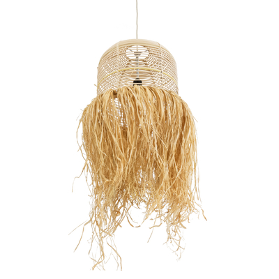 GLOBOSTAR® BASSETERRE 02162 Boho Κρεμαστό Φωτιστικό Οροφής με Ντουί 1 x E27 AC 220-240V IP20 - Μπεζ - Μ35 x Π35 x Υ60cm