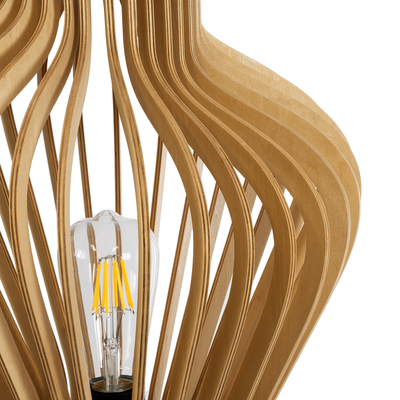 GloboStar® MIHIRO 02176 Boho Επιτραπέζιο Φωτιστικό Πορτατίφ Μονόφωτο 1 x E27 IP20 Καφέ Ξύλο με Μαύρο Μέταλλο - Μ33 x Π33 x Υ57cm