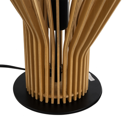 GloboStar® MIHIRO 02176 Boho Επιτραπέζιο Φωτιστικό Πορτατίφ Μονόφωτο 1 x E27 IP20 Καφέ Ξύλο με Μαύρο Μέταλλο - Μ33 x Π33 x Υ57cm