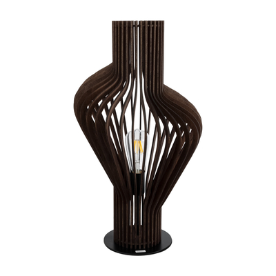 GloboStar® MIHIRO 02177 Boho Επιτραπέζιο Φωτιστικό Πορτατίφ Μονόφωτο 1 x E27 IP20 Καφέ Ξύλο με Μαύρο Μέταλλο - Μ33 x Π33 x Υ57cm