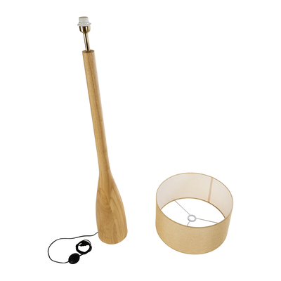 GloboStar® BERKBAY 02318 Boho Επιδαπέδιο Φωτιστικό Μονόφωτο 1 x E27 IP20 Μπεζ Ξύλο με Μπεζ Ύφασμα - Μ50 x Π50 x Υ150cm