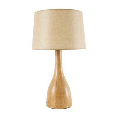 GloboStar® BERKBAY 02319 Boho Επιτραπέζιο Φωτιστικό Πορτατίφ Μονόφωτο 1 x E27 IP20 Μπεζ Ξύλο με Μπεζ Ύφασμα - Μ32 x Π32 x Υ55cm