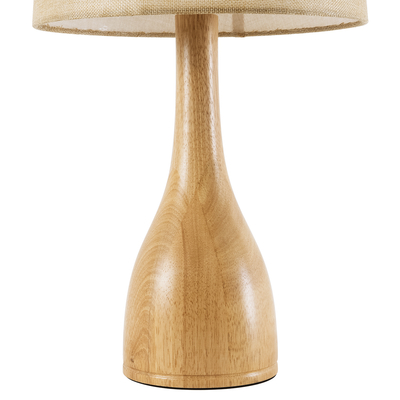 GloboStar® BERKBAY 02319 Boho Επιτραπέζιο Φωτιστικό Πορτατίφ Μονόφωτο 1 x E27 IP20 Μπεζ Ξύλο με Μπεζ Ύφασμα - Μ32 x Π32 x Υ55cm
