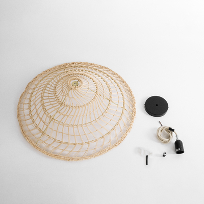 GLOBOSTAR® KAIA 02346 Boho Κρεμαστό Φωτιστικό Οροφής με Ντουί 1 x E27 AC 220-240V IP20 - Μπεζ - Μ60 x Π60 x Υ20cm