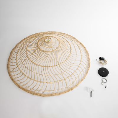 GLOBOSTAR® KAIA 02348 Boho Κρεμαστό Φωτιστικό Οροφής με Ντουί 1 x E27 AC 220-240V IP20 - Μπεζ - Μ100 x Π100 x Υ30cm