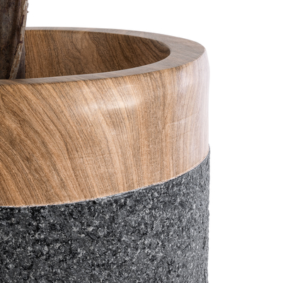 GloboStar® Artificial Garden BELLAGIO 20745 Επιδαπέδιο Πολυεστερικό Τσιμεντένιο Κασπώ Γλάστρα - Flower Pot Μαύρο με Καφέ Φ42 x Υ91cm