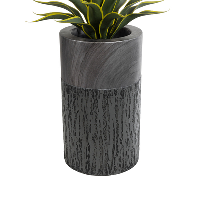 GloboStar® Artificial Garden PISA 20761 Επιδαπέδιο Πολυεστερικό Τσιμεντένιο Κασπώ Γλάστρα - Flower Pot Γκρι Ανθρακί Φ36 x Υ60cm