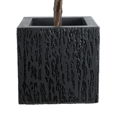 GloboStar® Artificial Garden CATALONIA 20767 Επιδαπέδιο Πολυεστερικό Τσιμεντένιο Κασπώ Γλάστρα - Flower Pot Μαύρο Μ30 x Π30 x Υ30cm