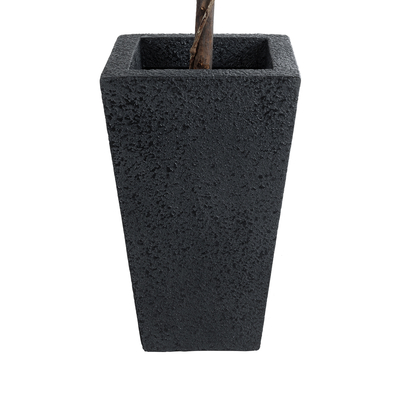 GloboStar® Artificial Garden MAYOR 20771 Επιδαπέδιο Πολυεστερικό Τσιμεντένιο Κασπώ Γλάστρα - Flower Pot Μαύρο Μ30 x Π30 x Υ50cm