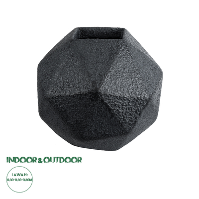 GloboStar® Artificial Garden CARNABY 20780 Επιδαπέδιο Πολυεστερικό Τσιμεντένιο Κασπώ Γλάστρα - Flower Pot Μαύρο Μ30 x Π30 x Υ30cm