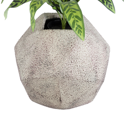 GloboStar® Artificial Garden BOROUGH 20781 Επιδαπέδιο Πολυεστερικό Τσιμεντένιο Κασπώ Γλάστρα - Flower Pot Λευκό με Μπεζ Μ38 x Π38 x Υ38cm