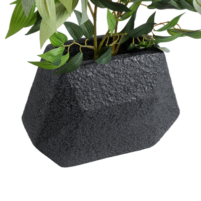 GloboStar® Artificial Garden GREENWICH 20787 Επιδαπέδιο Πολυεστερικό Τσιμεντένιο Κασπώ Γλάστρα - Flower Pot Μαύρο Μ24 x Π14 x Υ20cm