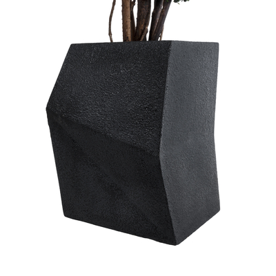 GloboStar® Artificial Garden CAMDEN 20788 Επιδαπέδιο Πολυεστερικό Τσιμεντένιο Κασπώ Γλάστρα - Flower Pot Μαύρο Μ47 x Π43 x Υ66cm