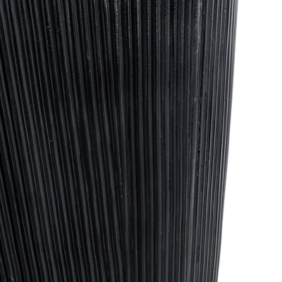 GloboStar® Artificial Garden CASTLE 20792 Επιδαπέδιο Πολυεστερικό Τσιμεντένιο Κασπώ Γλάστρα - Flower Pot Μαύρο Φ43 x Υ112cm