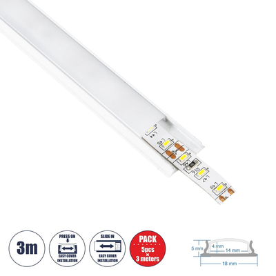 GloboStar® CURVED-PROFILE 70863-3M Προφίλ Αλουμινίου - Βάση & Ψύκτρα Ταινίας LED με Λευκό Γαλακτερό Κάλυμμα - Επιφανειακή Χρήση - Εύκαμπτο με Δυνατότητα Κυρτής Τοποθέτησης - Πατητό Κάλυμμα - Λευκό - 3 Μέτρα - Πακέτο 5 Τεμαχίων - Μ300 x Π1.8 x Υ0.5cm