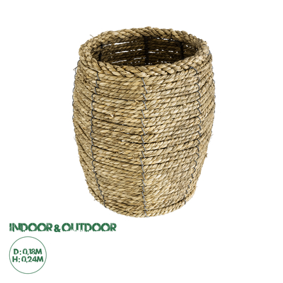 GloboStar® Artificial Garden THASSOS 20295 Διακοσμητικό Πλεκτό Καλάθι - Κασπώ Γλάστρα - Flower Pot Μπεζ Φ18 x Υ24cm