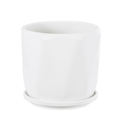 GloboStar® Artificial Garden KARPATHOS 20463 ΣΕΤ 3 Πήλινα Κεραμικά Κασπώ Γλάστρες - Flower Pots Λευκό A:Φ10cm x Υ10cm B:Φ13cm x Υ13.5cm C:Φ16cm x Υ16.5cm