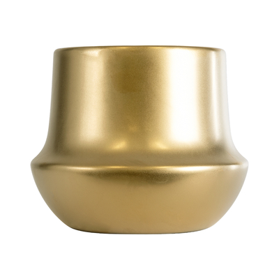 GloboStar® Artificial Garden KERKYRA 20547 Διακοσμητικό Κεραμικό Κασπώ Γλάστρα - Flower Pot Χρυσό Φ15 x Υ12.5cm